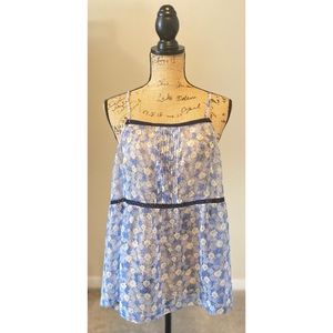 OLD NAVY Blue Floral Baby Doll Tank Top Size Large